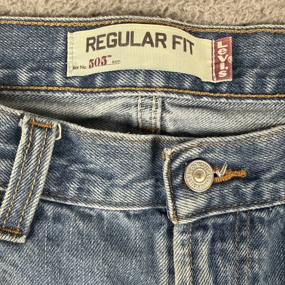 Levis 505 Jeans Mens 38x30 Regular‎ Straight VTG y2k Paint Distress